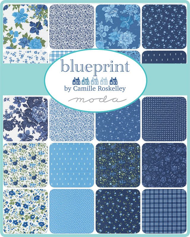 Blueprint Quilt Fabric Sea 55338 17 by Camille Roskelley for Moda Fabrics - Jammin Threads