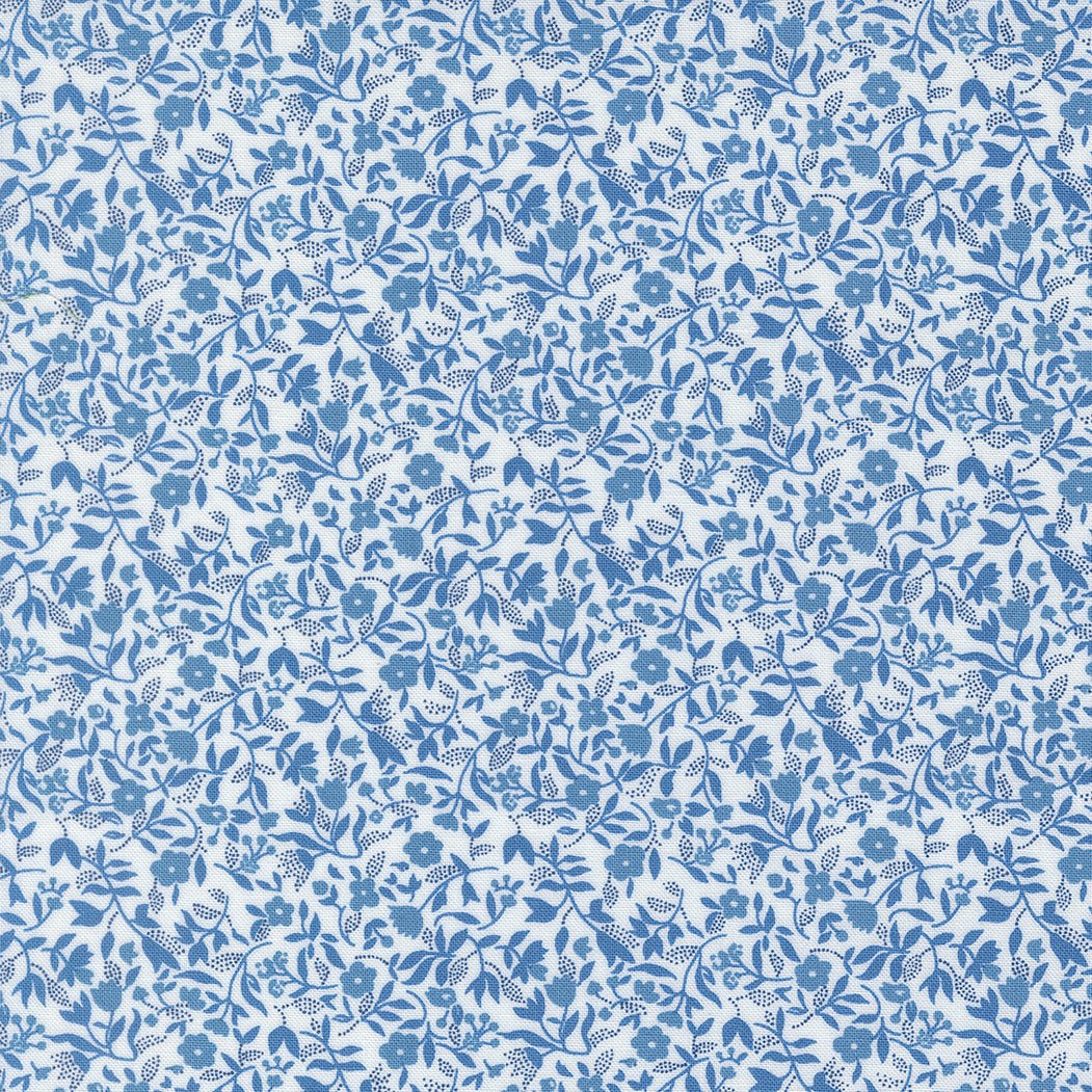 Blueprint Quilt Fabric White Blue 55335 11 by Camille Roskelley for Moda Fabrics - Jammin Threads