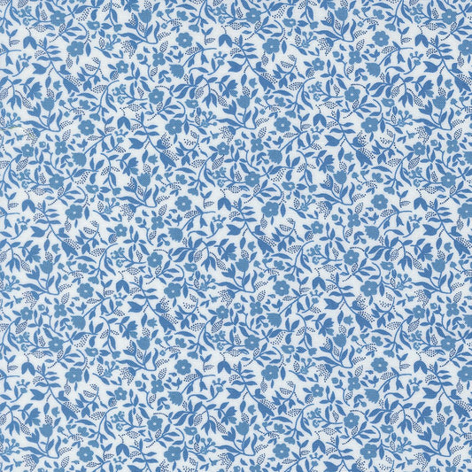 Blueprint Quilt Fabric White Blue 55335 11 by Camille Roskelley for Moda Fabrics - Jammin Threads