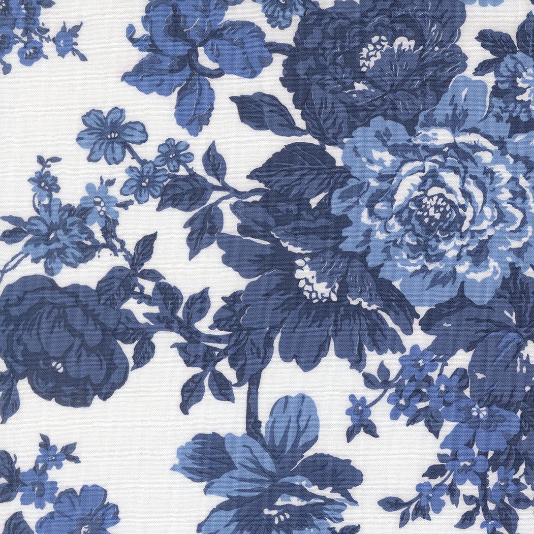 Blueprint Quilt Fabric White Navy 55330 26 by Camille Roskelley for Moda Fabrics - Jammin Threads