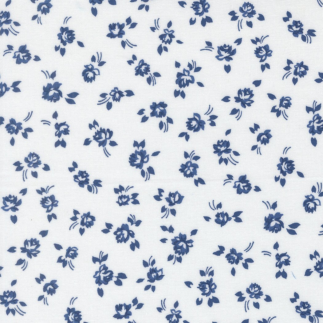 Blueprint Quilt Fabric White Navy 55331 26 by Camille Roskelley for Moda Fabrics - Jammin Threads