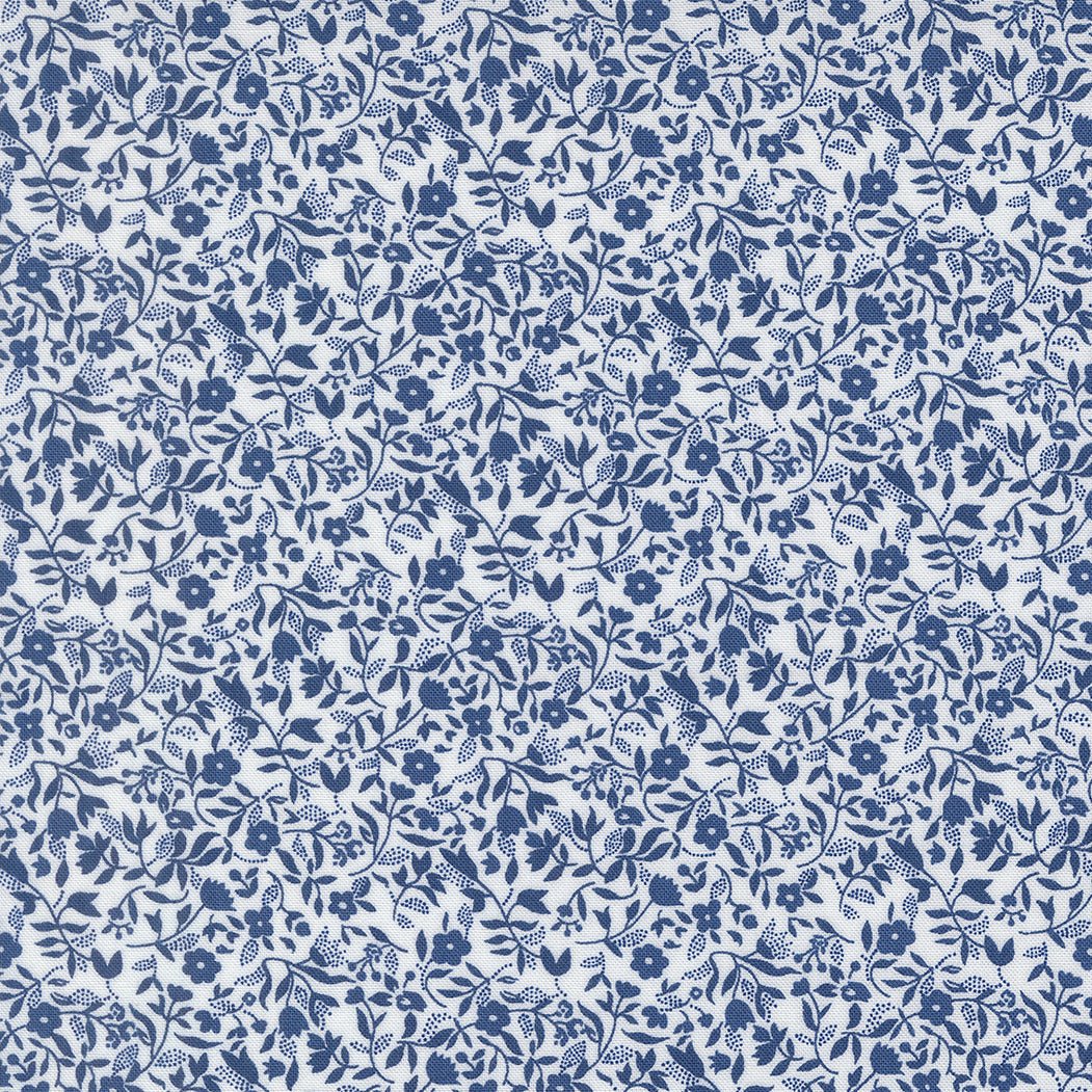 Blueprint Quilt Fabric White Navy 55335 26 by Camille Roskelley for Moda Fabrics - Jammin Threads