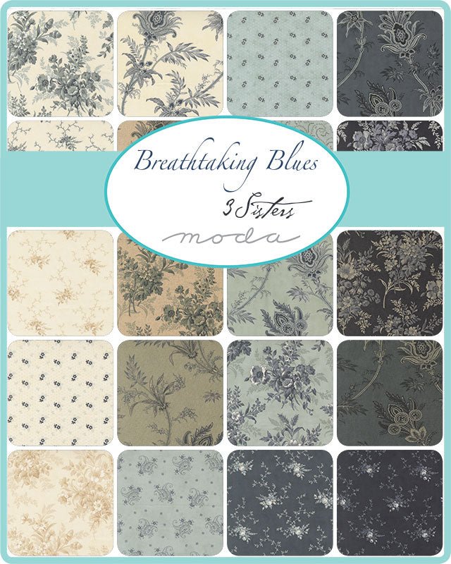 Breathtaking Blues Charm Pack by 3 Sisters for Moda Fabrics – 42 Precut 5" Squares - Jammin Threads