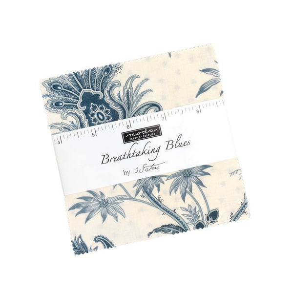 Breathtaking Blues Charm Pack by 3 Sisters for Moda Fabrics – 42 Precut 5" Squares - Jammin Threads