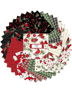 Cardinal Charm Christmas Quilt Fabric - 10 Karat Gems 10x10" 42 pc. 518 895 518 - Jammin Threads
