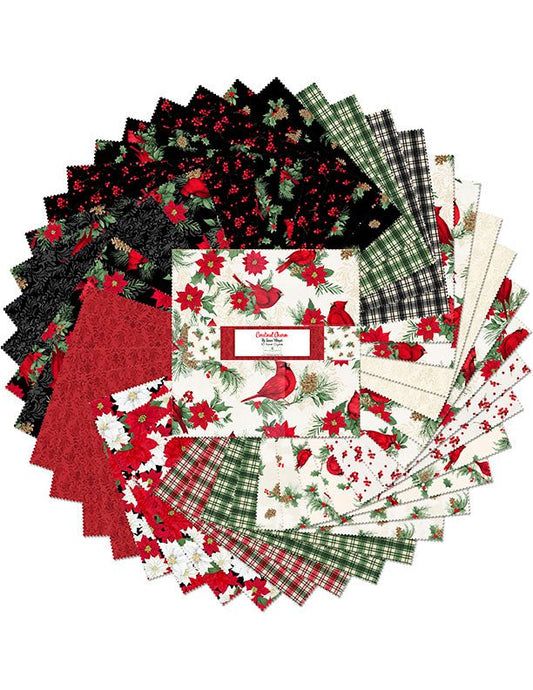 Cardinal Charm Christmas Quilt Fabric - 10 Karat Gems 10x10" 42 pc. 518 895 518 - Jammin Threads