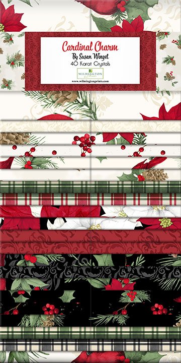 Cardinal Charm Christmas Quilt Fabric - 40 Karat Gems 2.5 x 44" 40 pc. 840 895 840 - Jammin Threads