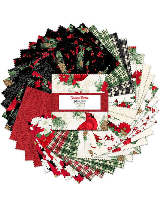 Cardinal Charm Christmas Quilt Fabric - 5 Karat Gems 5 x 5" 42 pc. 508 895 508 - Jammin Threads