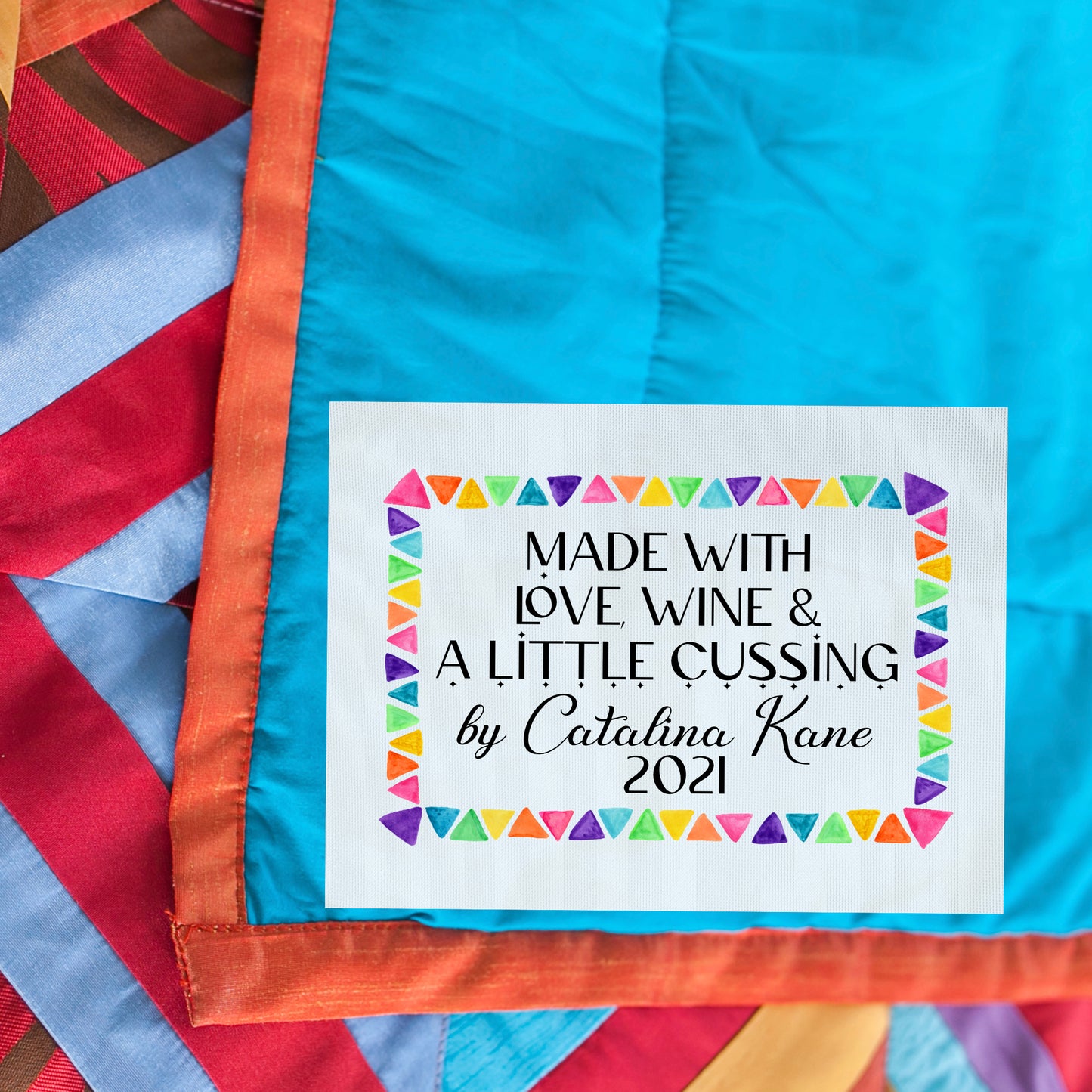 Made withh Love, Wine & A Little Cussing - Funny Quilt Labels