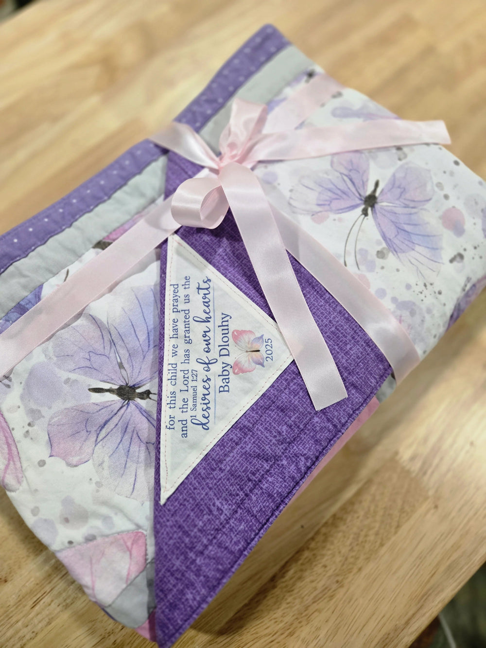 Children’s Corner Quilt Label – “For This Child We Have Prayed” – Personalized - Jammin Threads