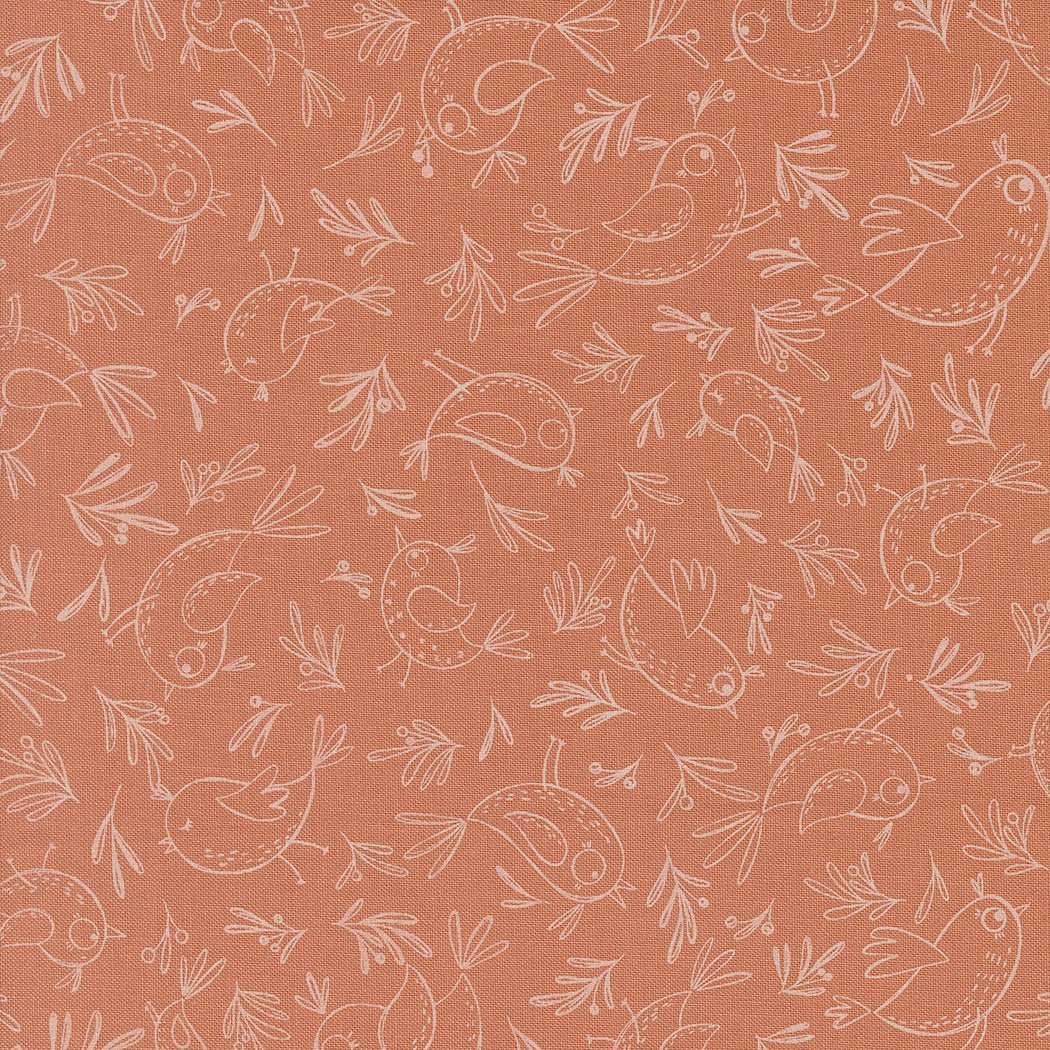 Chirp Quilt Fabric Trace A Bird - Clay 39034 14 by Elena Amo for Moda Fabrics - Jammin Threads