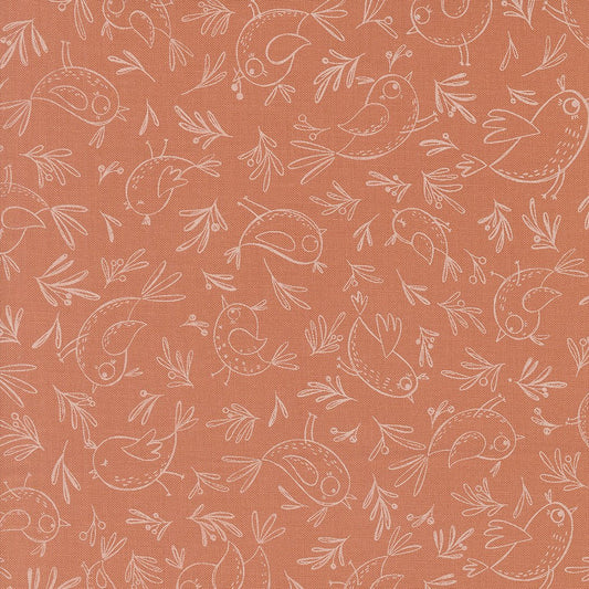 Chirp Quilt Fabric Trace A Bird - Clay 39034 14 by Elena Amo for Moda Fabrics - Jammin Threads