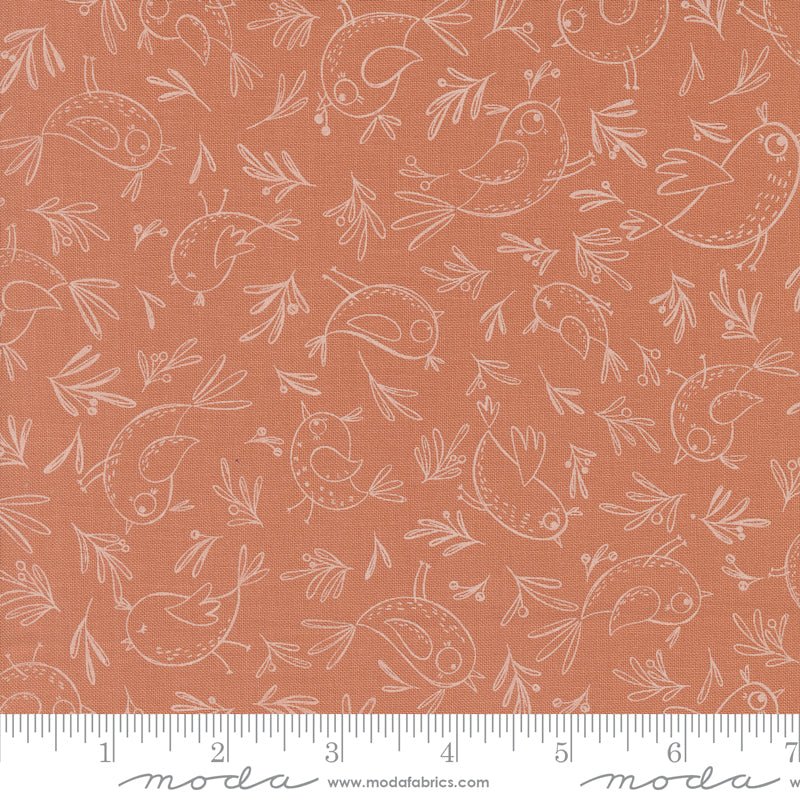 Chirp Quilt Fabric Trace A Bird - Clay 39034 14 by Elena Amo for Moda Fabrics - Jammin Threads