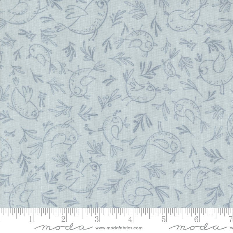 Chirp Quilt Fabric Trace A Bird - Sky 39034 19 by Elena Amo - Jammin Threads