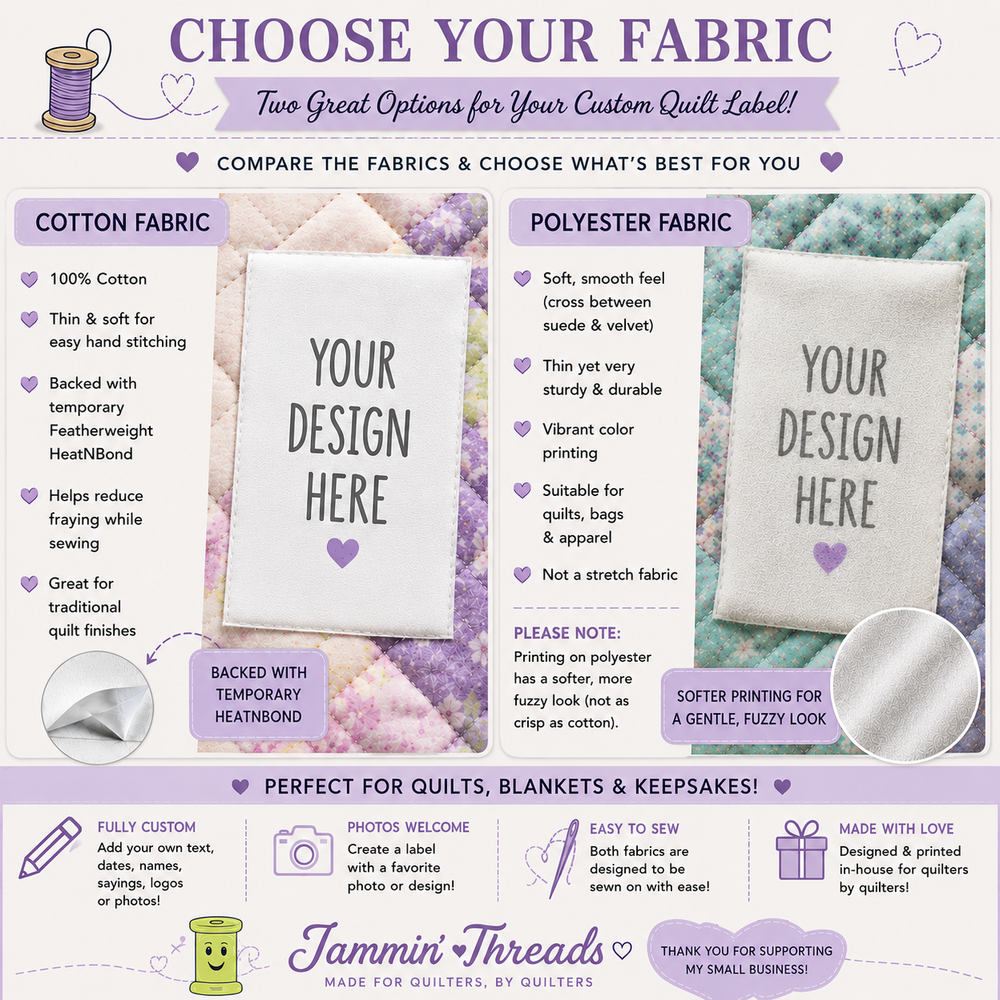 Custom Design Quilt Labels - Full Sheet - Jammin Threads