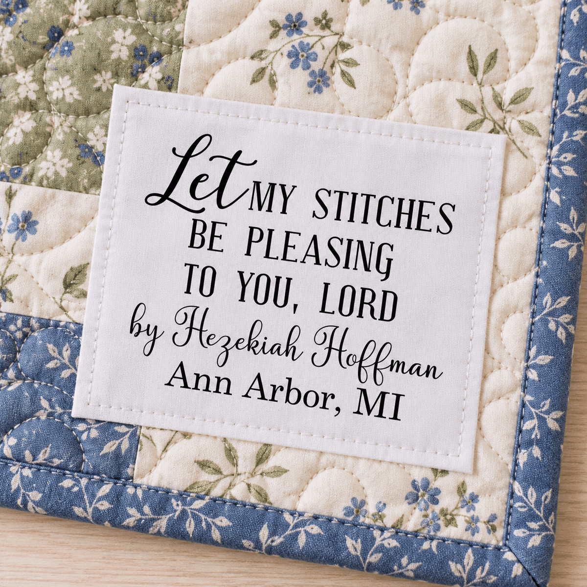Christian Quilt Labels – Let My Stitches Be Pleasing to You Lord – Personalized - Jammin Threads