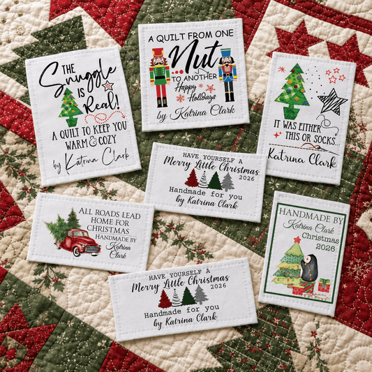 Christmas Quilt Label Assortment – Personalized Holiday Quilt Labels with Maker Name - Jammin Threads