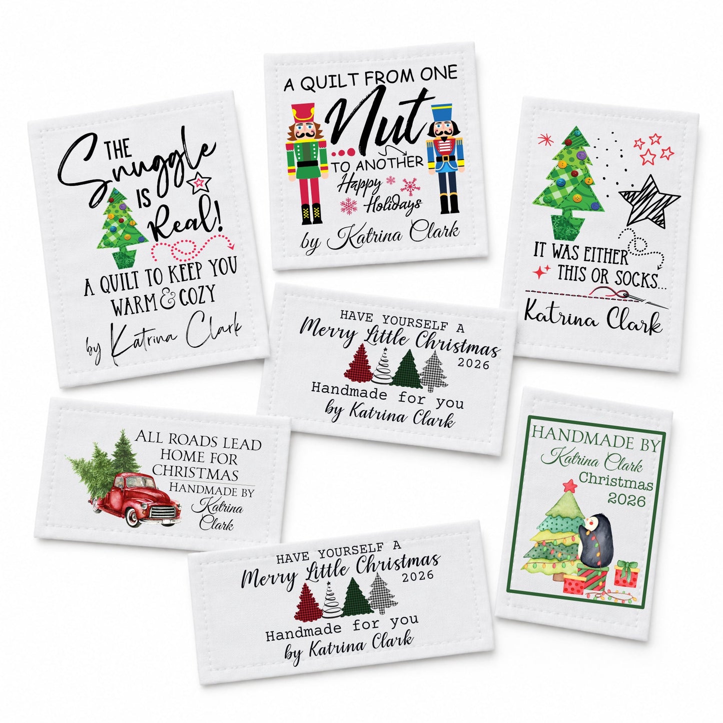 Christmas Quilt Label Assortment – Personalized Holiday Quilt Labels with Maker Name - Jammin Threads