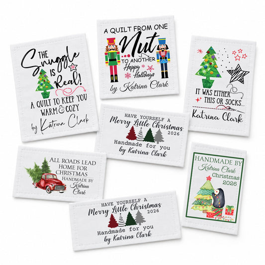 Christmas Quilt Label Assortment – Personalized Holiday Quilt Labels with Maker Name - Jammin Threads