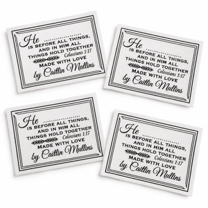 Colossians 1:17 Personalized Christian Quilt Labels – Made with Love - Jammin Threads