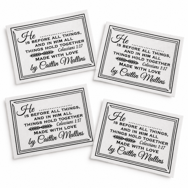 Colossians 1:17 Personalized Christian Quilt Labels – Made with Love - Jammin Threads