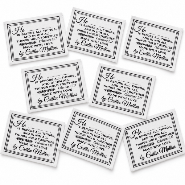 Colossians 1:17 Personalized Christian Quilt Labels – Made with Love - Jammin Threads