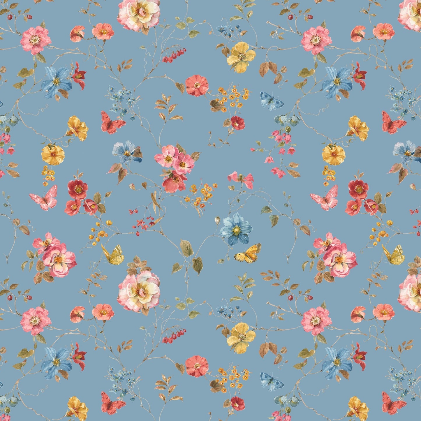 Countryside Floral Blue Quilt Fabric by Lisa Audit for Riley Blake Designs - Jammin Threads