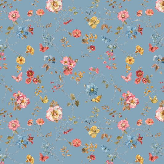 Countryside Floral Blue Quilt Fabric by Lisa Audit for Riley Blake Designs - Jammin Threads