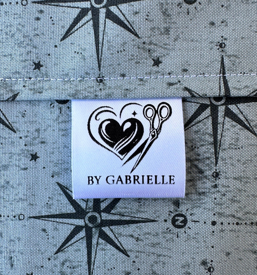 Heart & Sewing Scissors Satin Quilt Tags – Personalized Maker Name Fold Over Sewing Labels - Jammin Threads