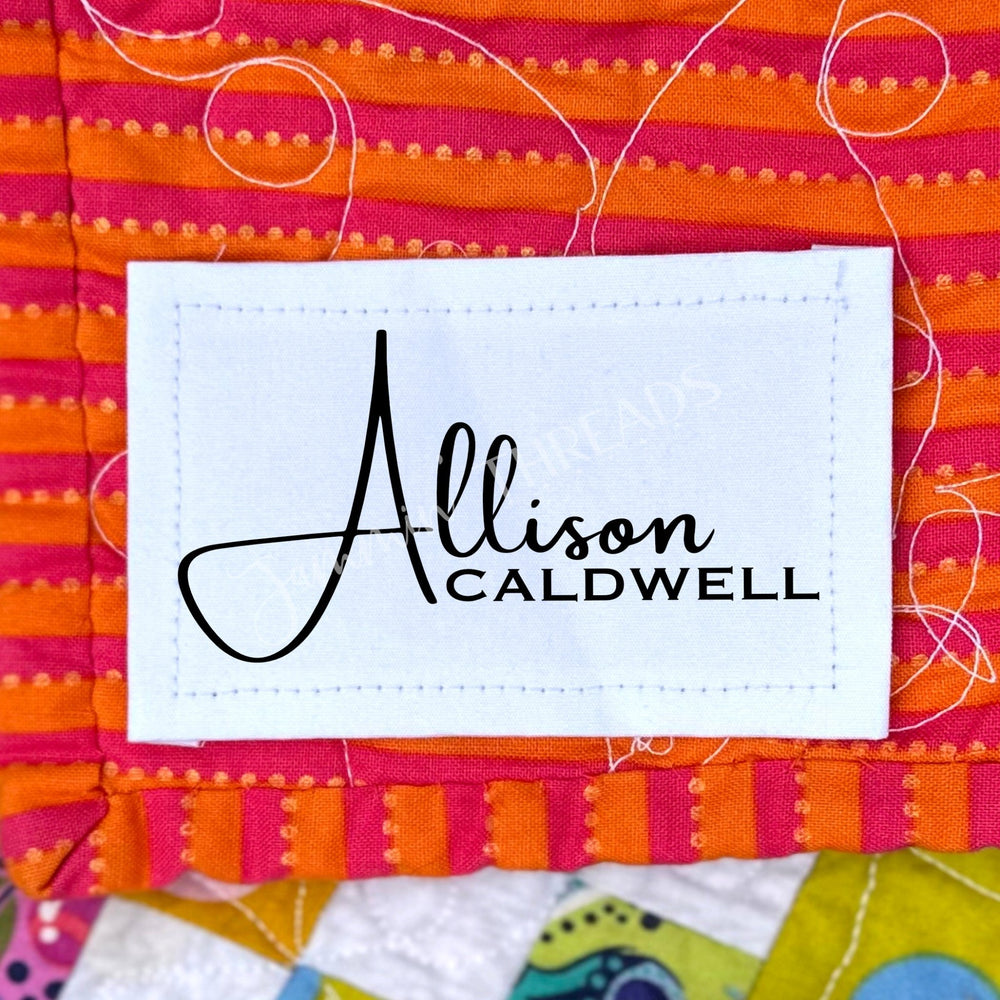 Professional Name Quilt Labels – Personalized Maker Label, 3x1 Fabric Labels (Set of 8) - Jammin Threads