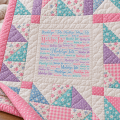 Custom Printed Fabric in Pink, Blue, Purple and Green - Jammin Threads