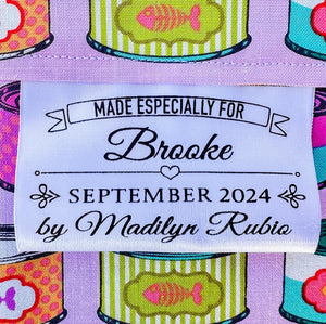 Custom Satin Quilt Label for Gifting. 3 inch Custom Satin Quilt Label - Jammin Threads