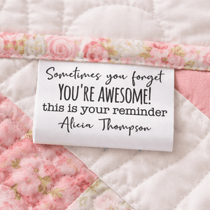 Custom “You’re Awesome” Satin Quilt Labels – Personalized Sewing Tags with Name, Fold - Over Quilt Labels, 2” or 3”, Set of 25 - Jammin Threads