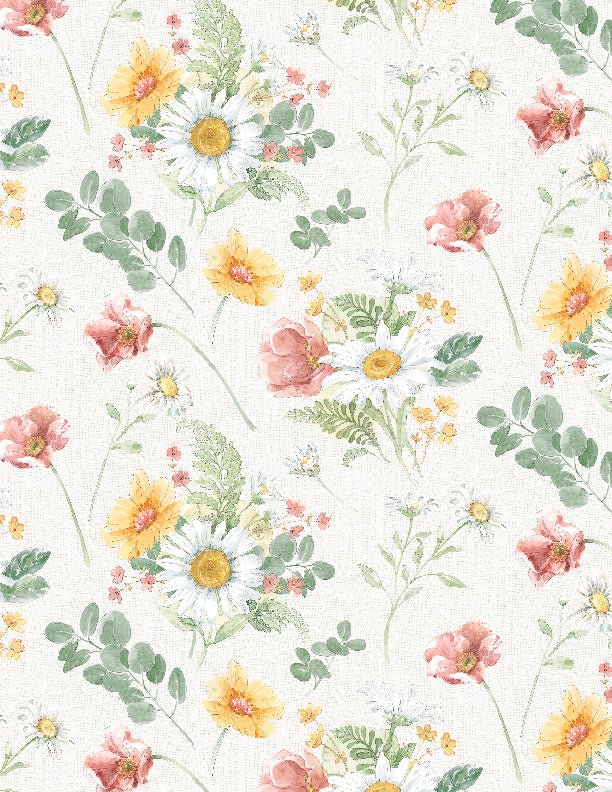 Daisy Days Large Floral Cream Quilt Fabric 3028 83311 131 - Jammin Threads