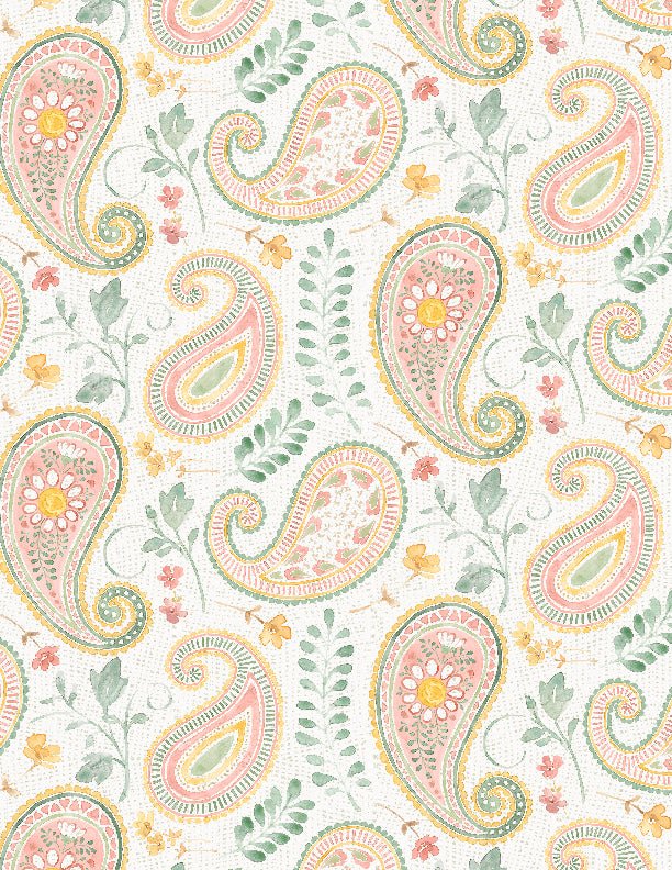 Daisy Days Paisley Multi Creaml Quilt Fabric 3028 83314 137 - Jammin Threads