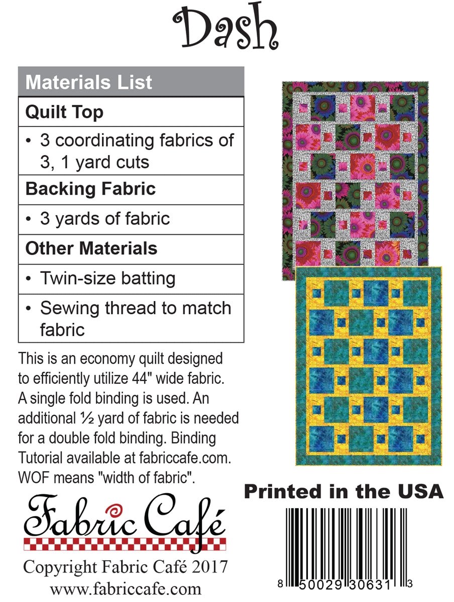 Dash 3 Yard Quilt Pattern by Fabric Cafe - Jammin Threads