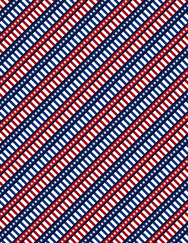 Diagonal Stripe Navy Patriotic Quilt Fabric by Wilmington Prints - Jammin Threads