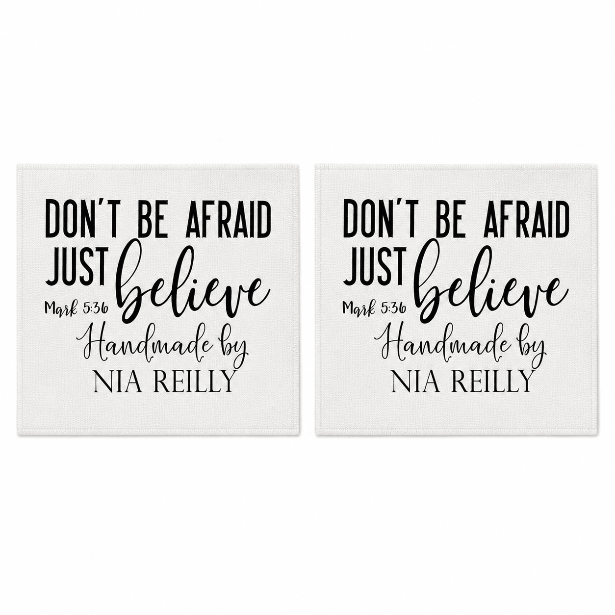 Don’t Be Afraid Just Believe Quilt Label | Mark 5:36 Christian Quilt Label | Personalized Faith Quilt Label | Bible Verse Quilt Tag - Jammin Threads