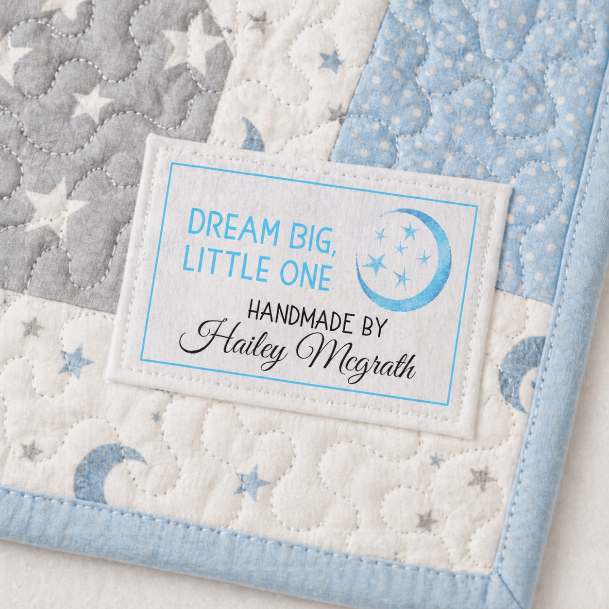Dream Big Little One Quilt Labels – Personalized Name (Set of 6) - Jammin Threads