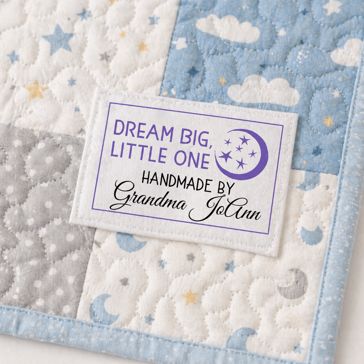 Dream Big Little One Quilt Labels – Personalized Name (Set of 6) - Jammin Threads