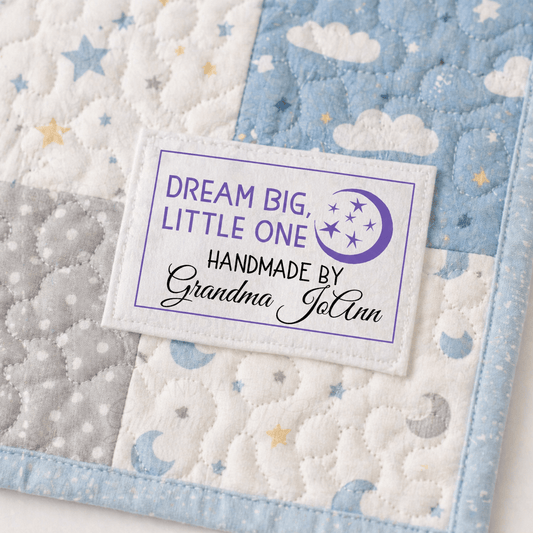 Dream Big Little One Quilt Labels – Personalized Name (Set of 6) - Jammin Threads