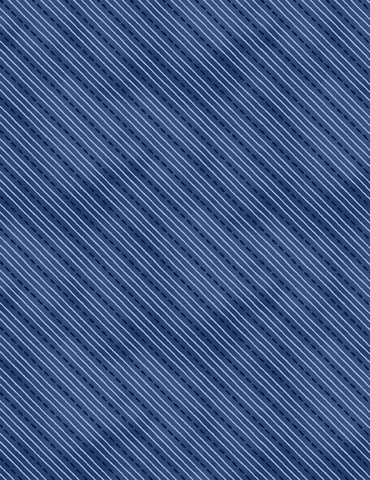 Dreaming in Blue Quilt Fabric. Dashed Stripes Dark Blue. 3060 36278 414 - Jammin Threads