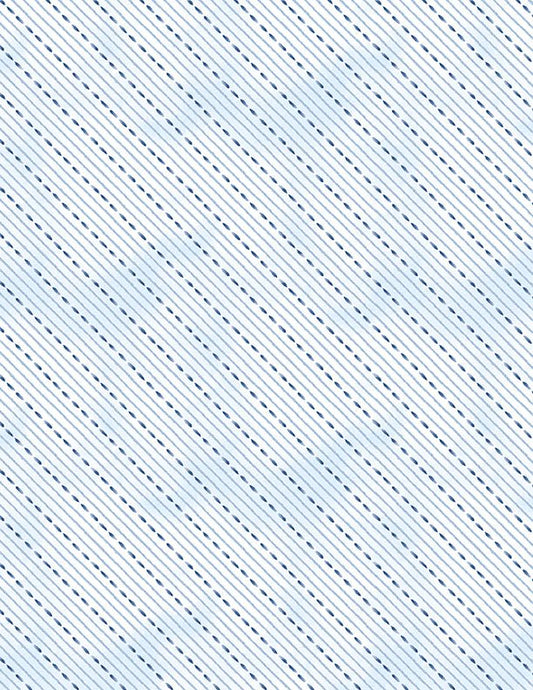 Dreaming in Blue Quilt Fabric. Dashed Stripes White. 3060 36278 144 - Jammin Threads