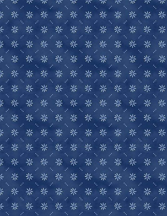 Dreaming in Blue Quilt Fabric. Ditsy Floral Grid Dark Blue. 3060 36277 441 - Jammin Threads