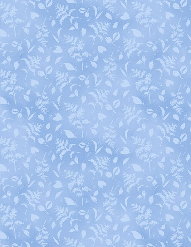 Dreaming in Blue Quilt Fabric. Leaves All Over Medium blue. 3060 36276 404 - Jammin Threads