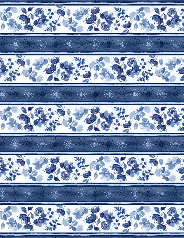 Dreaming in Blue Quilt Fabric - Repeating Stripe Multi. 3060 36270 144 - Jammin Threads