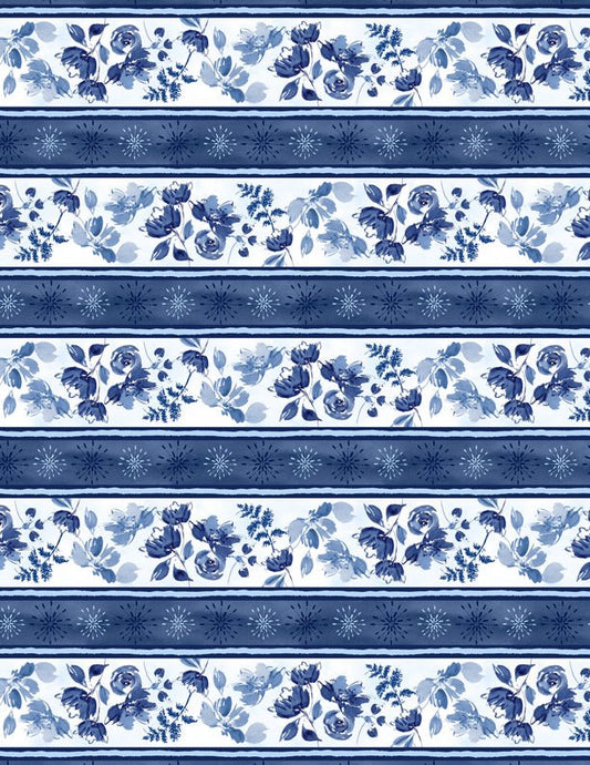 Dreaming in Blue Quilt Fabric - Repeating Stripe Multi. 3060 36270 144 - Jammin Threads