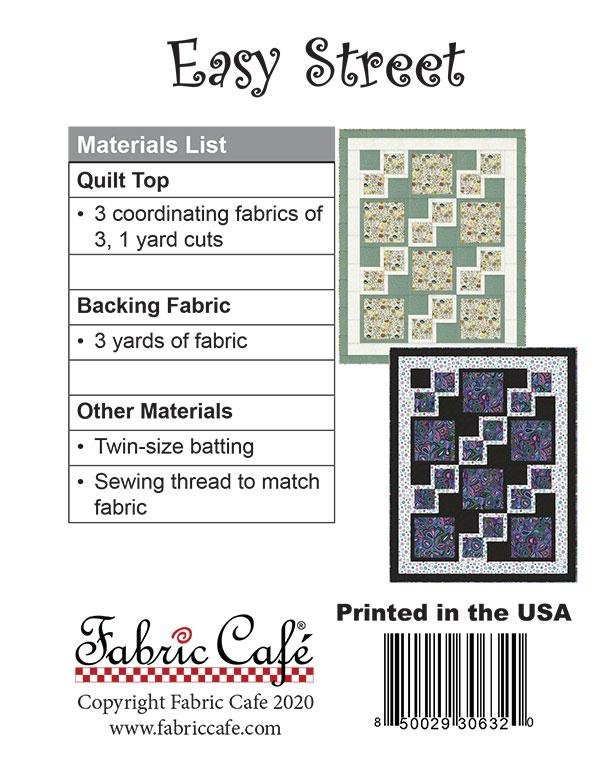 Easy Street 3 Yard Quilt Pattern by Fabric Cafe - Jammin Threads