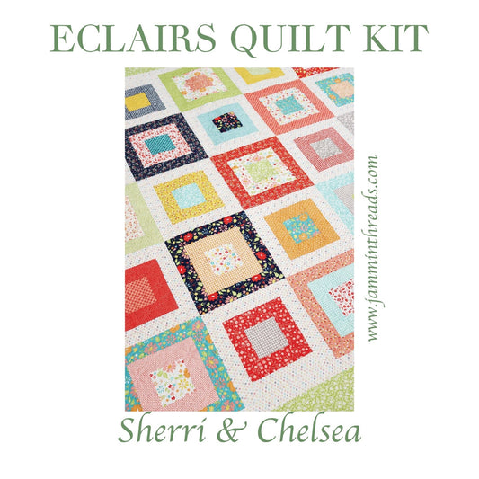 Eclairs Quilt Kit – Delightfully Yours Fabric by Sherri & Chelsi for Moda | 72.5" x 72.5" Quilt Top + Personalized Satin Tag - Jammin Threads