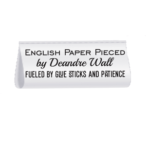 English Paper Pieced Satin Quilt Tags – Fueled by Glue Sticks and Patience – Personalized EPP Sew - In Labels – Set of 25 - Jammin Threads